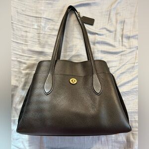 Coach Lora Carryall in black pebbled leather & suede